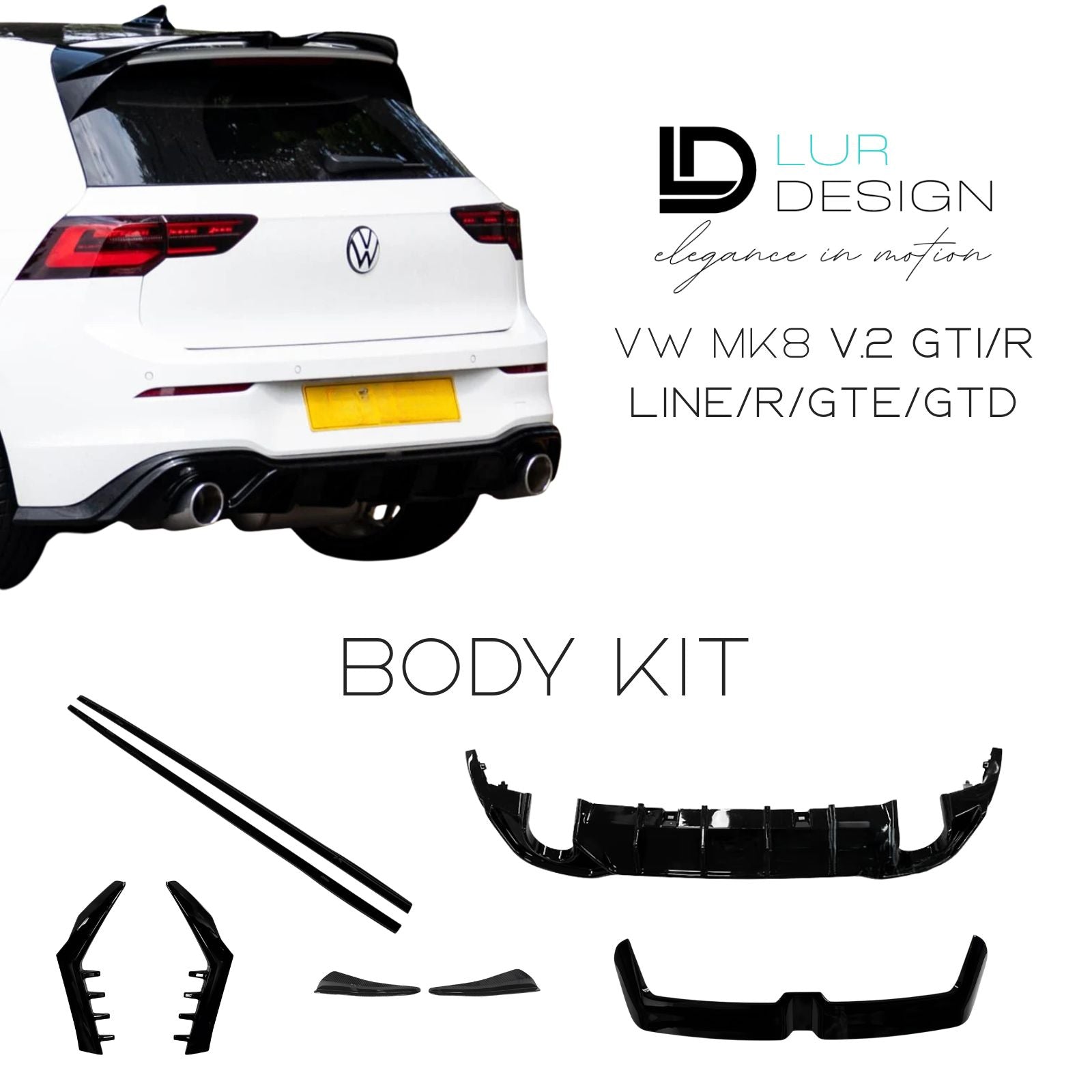 VW MK8 Kit carrozzeria V.2 GTI/R Line/R/GTE/GTD | Lur Design
