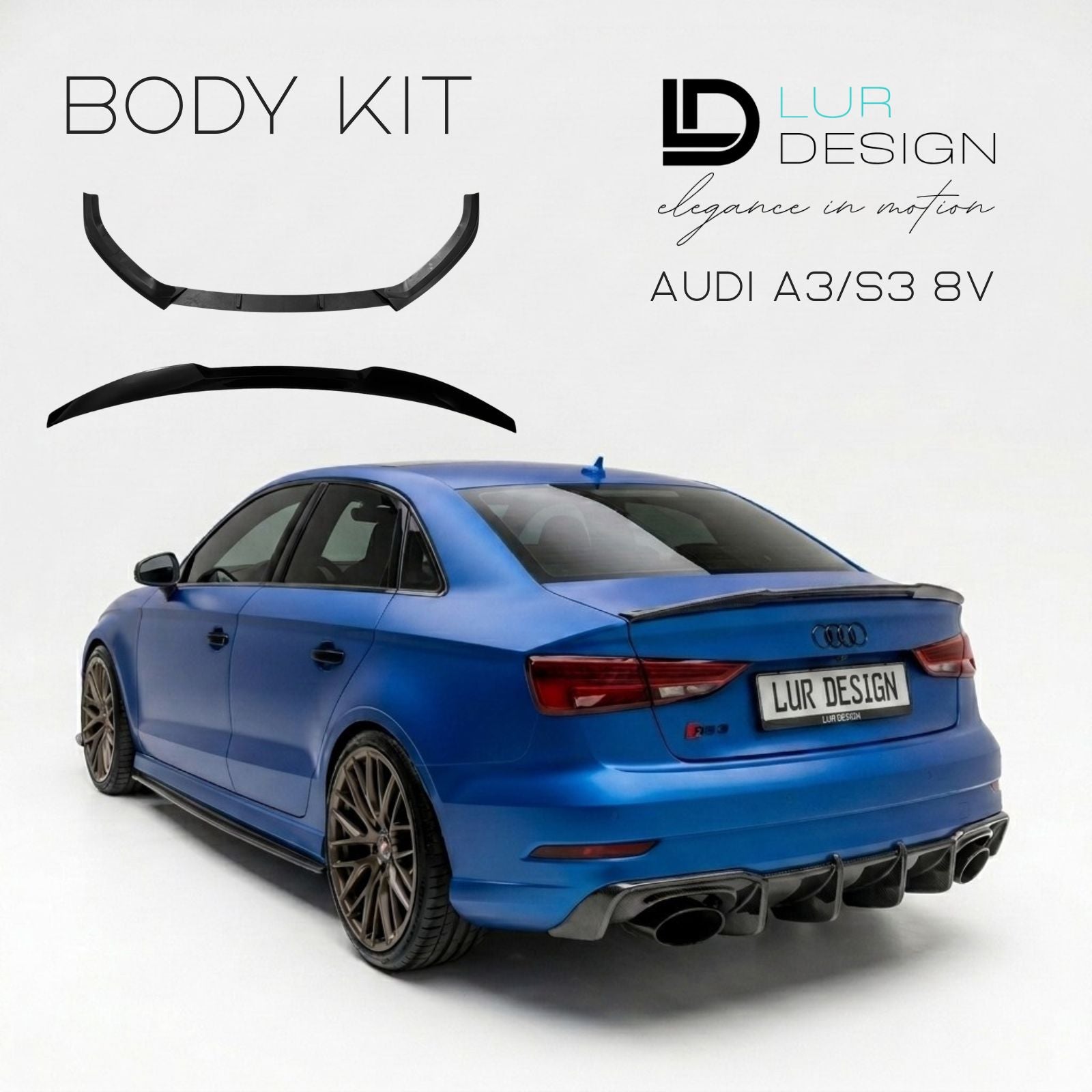 Audi A3/S3 8V Body Kit V.1 Spoiler Posteriore, Splitter/Labbro Anteriore | Lur Design
