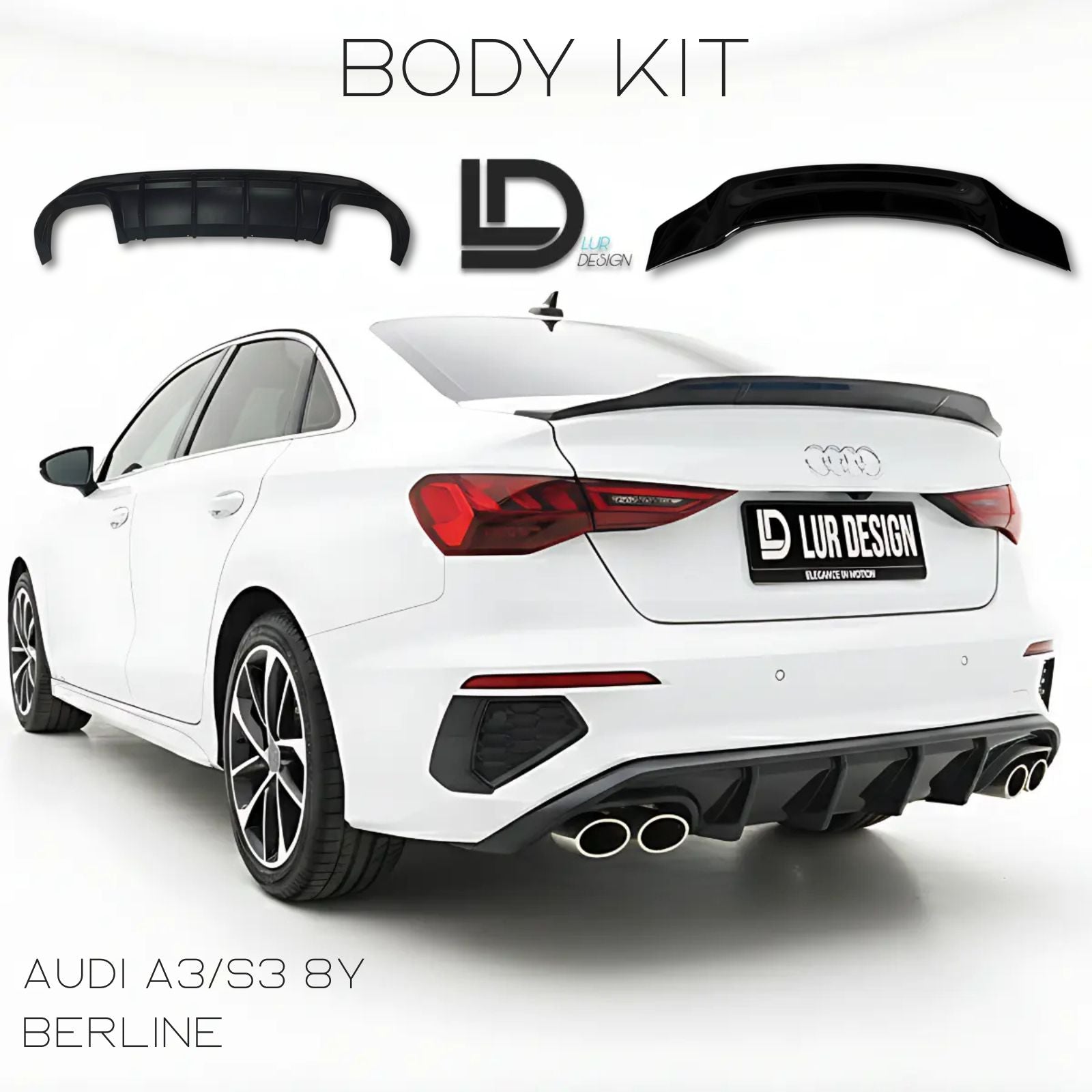Audi A3/S3 8Y Body Kit Spoiler posteriore Diffusore posteriore berlina | Lur Design