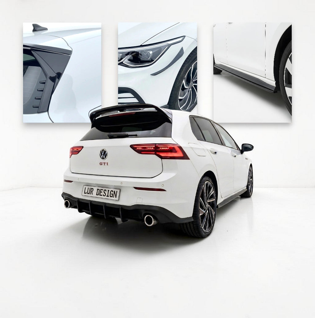 Body Kit V.1 für Volkswagen Golf GTI MK8, V1 Heckspoiler, Heckdiffusor, Heckscheibenspoiler, Seitenschweller und Canards | Lur Design
