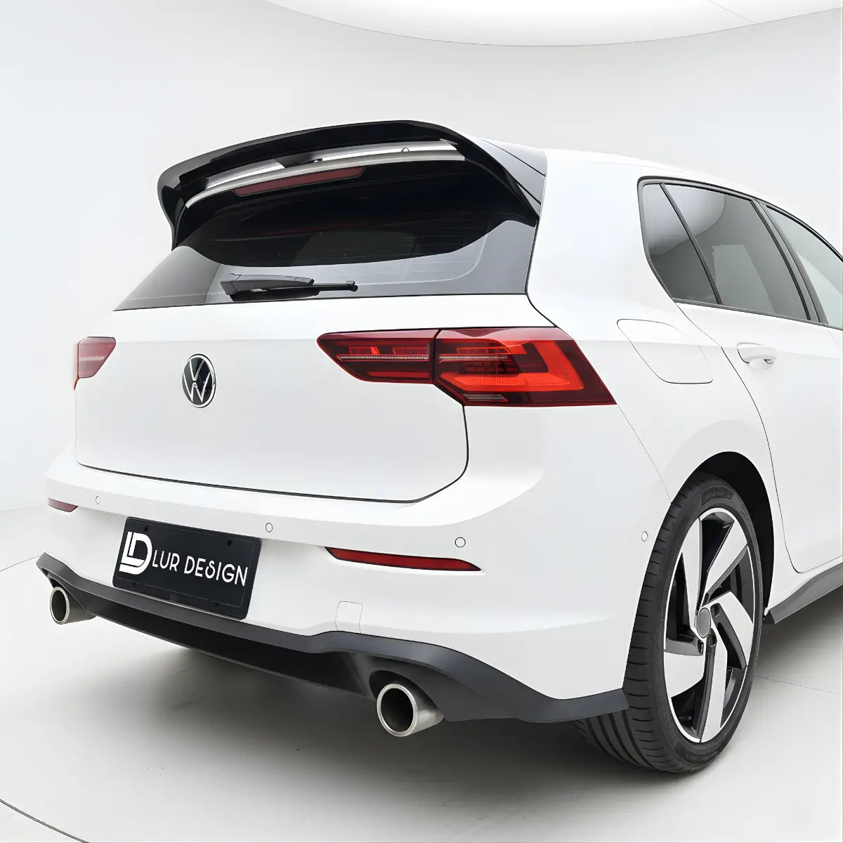 white Volkswagen car with a spoiler on a gray background, featuring the 'Lur Design' logo.
Lur V1 Rear Spoiler Volkswagen GTI MK8