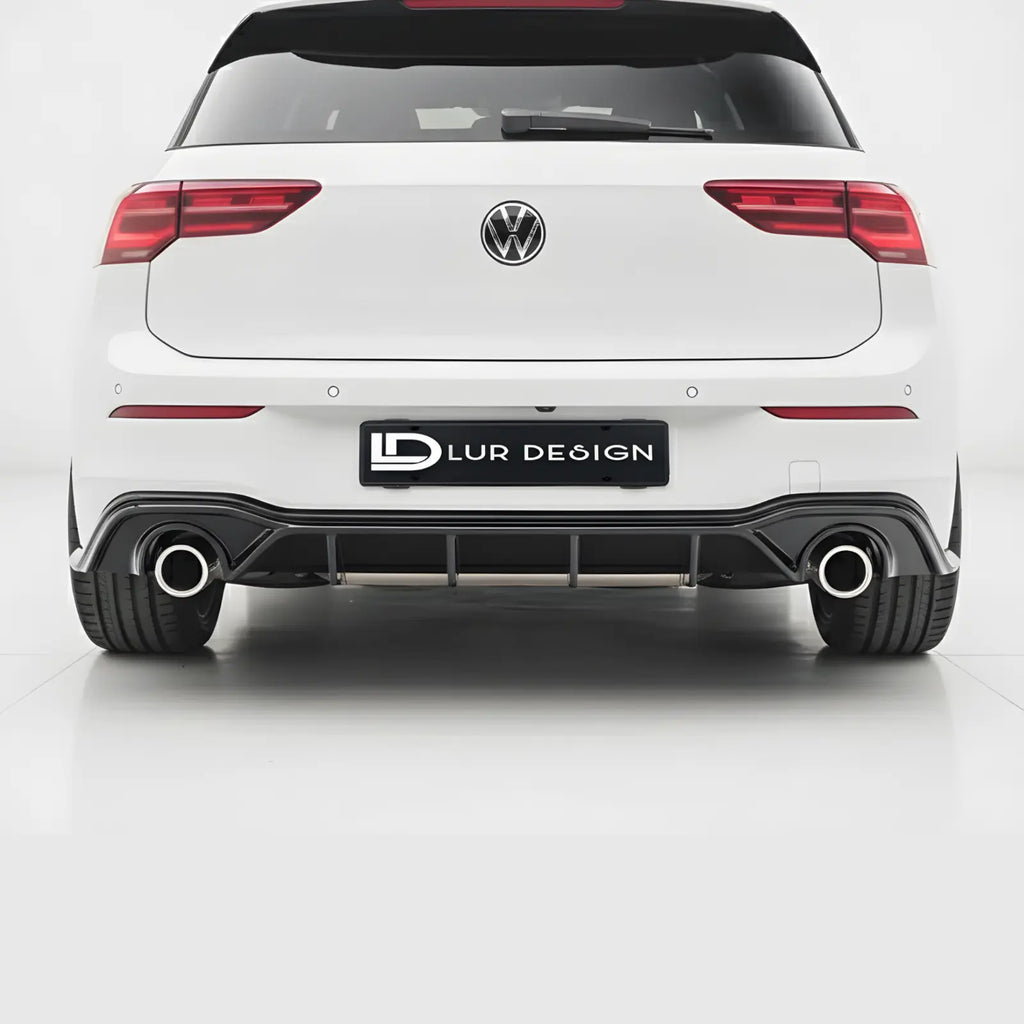 Volkswagen Golf MK8 gti with  rear diffuser Lur Design Plate on a white background with 'LD Design' logo.
