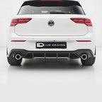Volkswagen Golf MK8 gti with  rear diffuser Lur Design Plate on a white background with 'LD Design' logo.