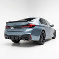 BMW 5 series G30 with Lur Design rear bumper Diffuser valance on a white background